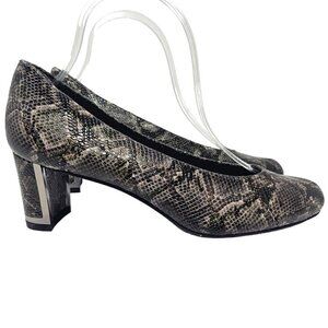 Stuart Weitzman Snakeskin Embossed Leather Pumps Heels Gray Women’s Size 7 Party